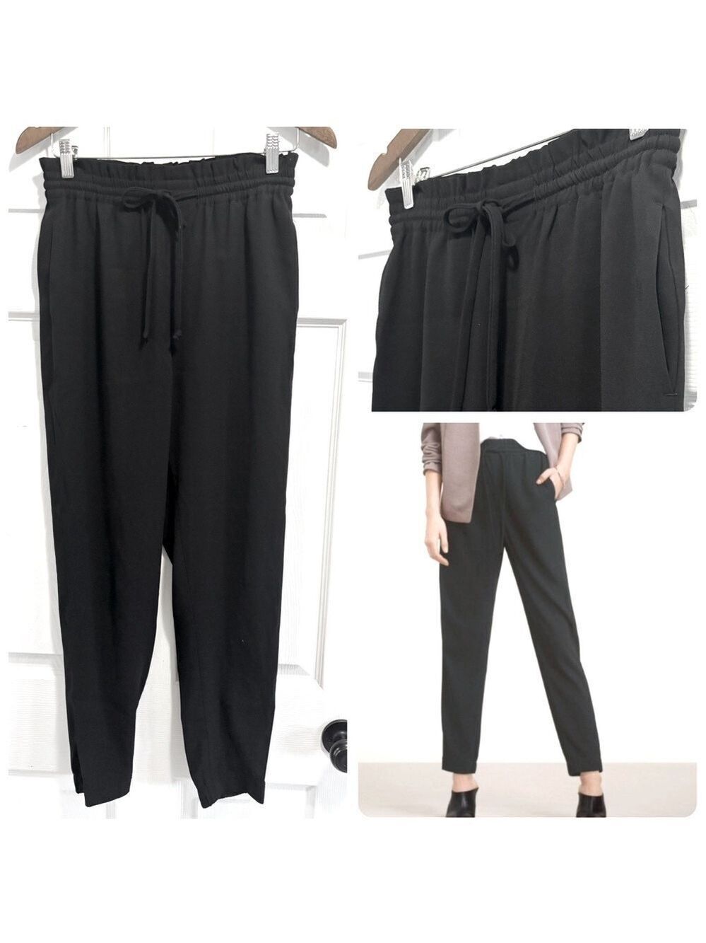 Aritzia Babaton Markus Pant Drawstring Dress Pants Black Joggers Size Small